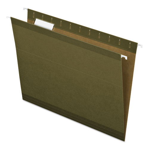 Reinforced Hanging File Folders with Printable Tab Inserts, Letter Size, 1/5-Cut Tabs, Standard Green, 25/Box