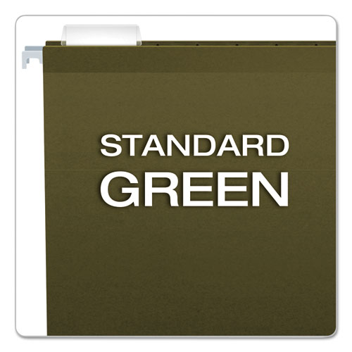 Reinforced Hanging File Folders with Printable Tab Inserts, Legal Size, 1/5-Cut Tabs, Standard Green, 25/Box