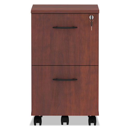 Image of Alera® Valencia Series Mobile Pedestal, Left Or Right, 2 Legal/Letter-Size File Drawers, Medium Cherry, 15.38" X 20" X 26.63"