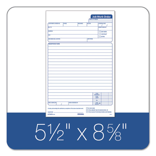 Image of Tops™ Job Work Order, Three-Part Carbonless, 5.66 X 8.63, 50 Forms Total