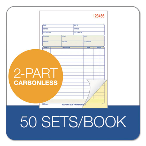Sales Order Book, 5-9/16 x 7-15/16, Two-Part Carbonless, 50 Sets/Book