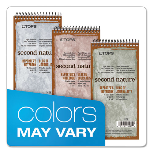 Image of Tops™ Second Nature Recycled Notepads, Gregg Rule, Randomly Assorted Cover Colors, 70 White 4 X 8 Sheets