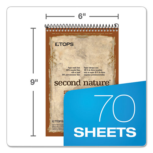 Image of Tops™ Second Nature Recycled Notepads, Gregg Rule, Brown Cover, 70 White 6 X 9 Sheets
