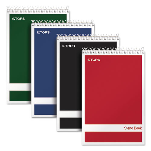 Steno Book, Gregg Rule, Assorted Covers, 6 x 9, 80 White Sheets, 4/Pack | by Plexsupply