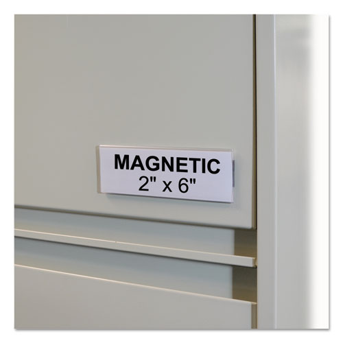 HOL-DEX Magnetic Shelf/Bin Label Holders, Side Load, 2 x 6, Clear, 10/Box