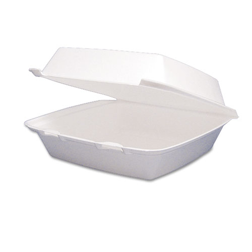 Dart® Foam Hinged Lid Containers, 1-Compartment, 8.38 X 7.78 X 3.25, White, 200/Carton