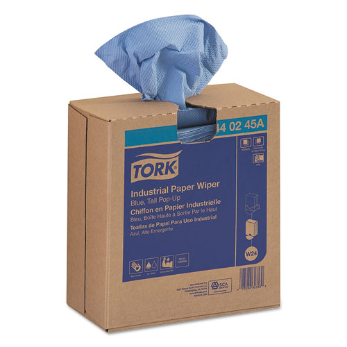 Tork® Industrial Paper Wiper, 4-Ply, 11 x 15.75, Blue, 375 Wipes/Roll, 2 Rolls/Carton