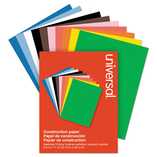 Universal® Construction Paper, 76 lb Text Weight, 9 x 12, Assorted, 200/Pack