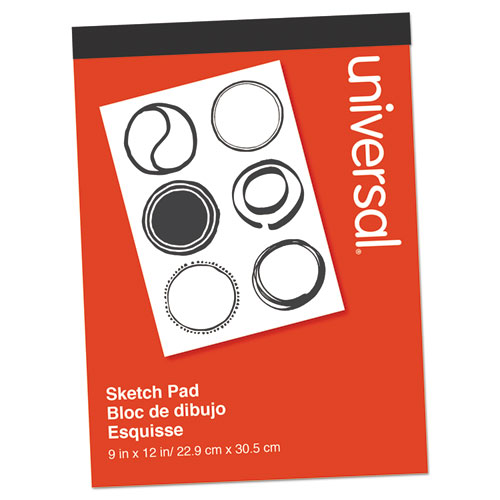 Sketch Pad, Unruled, Red Cover, 70 White 9 x 12 Sheets