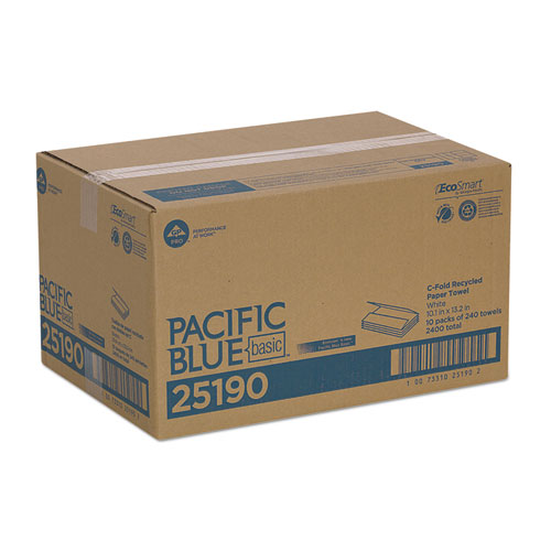 Image of Pacific Blue Basic C-Fold Paper Towel, 10.1 x 12.7, White, 240/Pack, 10 Packs/Carton