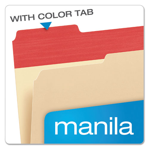 Image of Color Tab File Folders, 1/3-Cut Tabs: Assorted, Letter Size, 0.75" Expansion, Manila, 50/Box