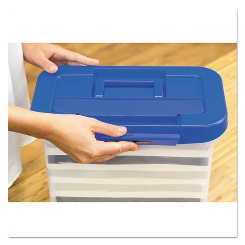 Image of Heavy-Duty Portable File Box, Letter Files, 14.25" x 8.63" x 11.06", Clear/Blue