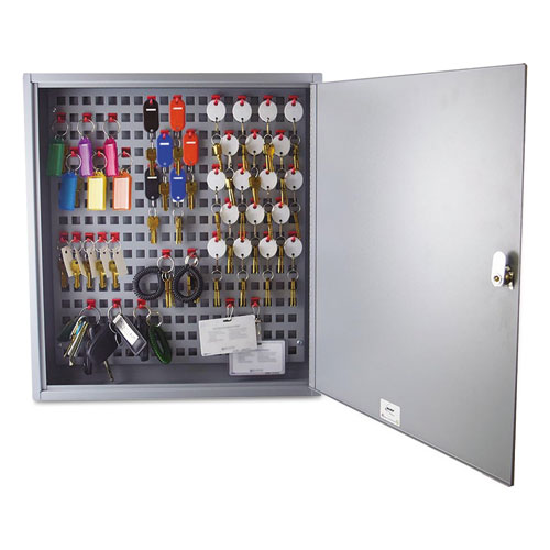 SteelMaster® Steel Key Cabinet, 90-Keys, 3.5w x 16.5d x 18.375h, Gray