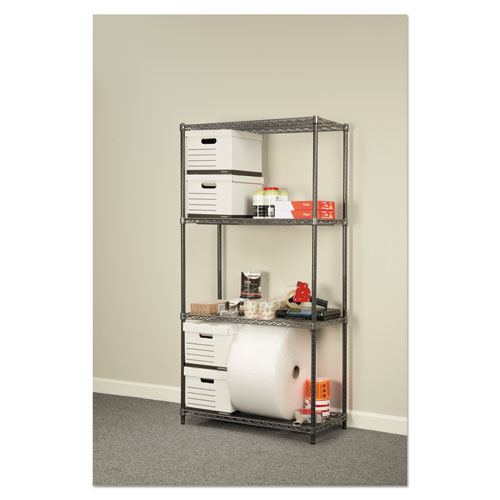 Image of Wire Shelving Starter Kit, Four-Shelf, 36w x 18d x 72h, Black Anthracite