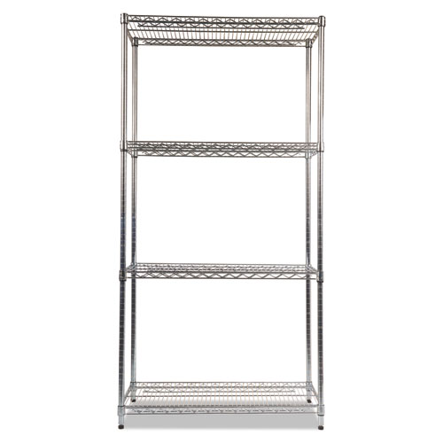 Image of NSF Certified Industrial 4-Shelf Wire Shelving Kit, 36w x 18d x 72h, Silver