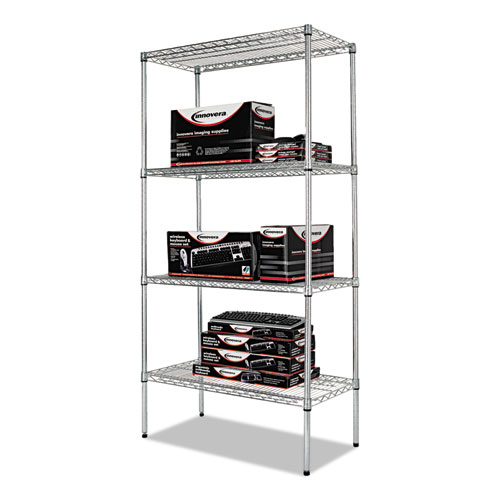 Image of NSF Certified Industrial 4-Shelf Wire Shelving Kit, 36w x 18d x 72h, Silver