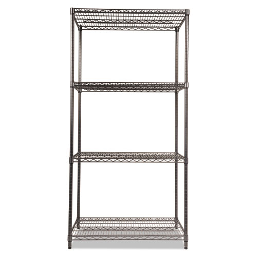 Image of Wire Shelving Starter Kit, Four-Shelf, 36w x 24d x 72h, Black Anthracite