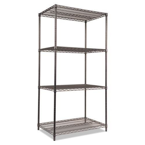 Alera 5-Shelf Wire Shelving Kit with Casters and Shelf Liners 48W x 18D x 72H Black Anthracite