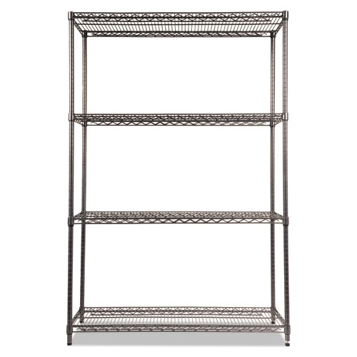 Image of Alera® Wire Shelving Starter Kit, Four-Shelf, 48W X 18D X 72H, Black Anthracite