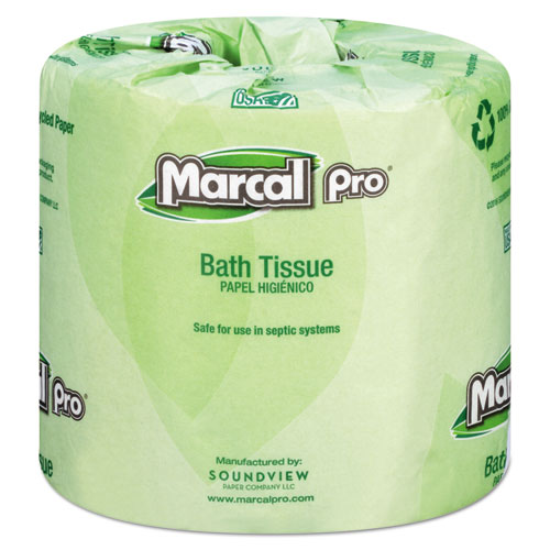 100% Recycled Bathroom Tissue, Septic Safe, 2-Ply, White, 240 Sheets/Roll, 48 Rolls/Carton