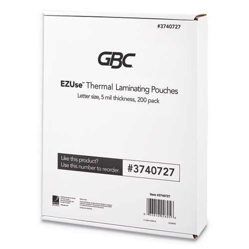 EZUSE THERMAL LAMINATING POUCHES, 5 MIL, 8.5" X 11", GLOSS CLEAR, 200/PACK