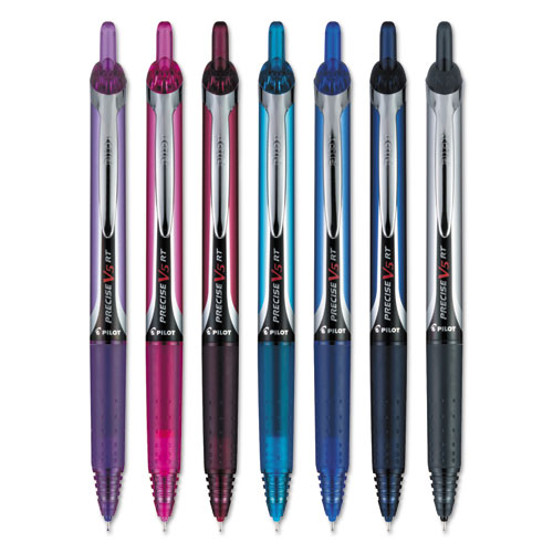 Precise V5RT Retractable Roller Ball Pen, 0.5mm, Assorted Ink/Barrel, 7/Pack