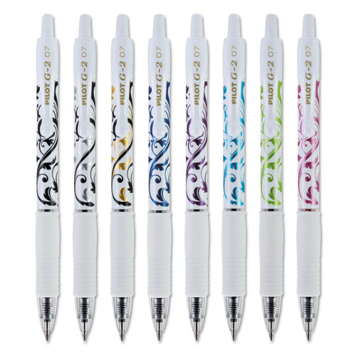Pilot® G2 Fashion Premium Gel Pen, Retractable, Fine 0.7 mm, Five