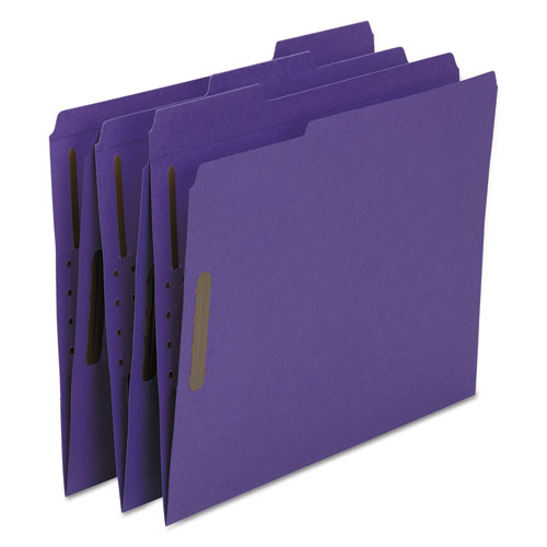 Top Tab Colored 2-Fastener Folders, 1/3-Cut Tabs, Letter Size, Purple, 50/Box