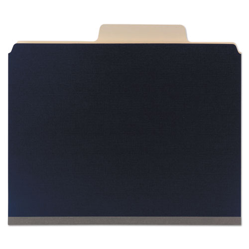 Image of Smead™ Supertab Classification Folders, Six Safeshield Fasteners, 2" Expansion, 2 Dividers, Letter Size, Dark Blue, 10/Box