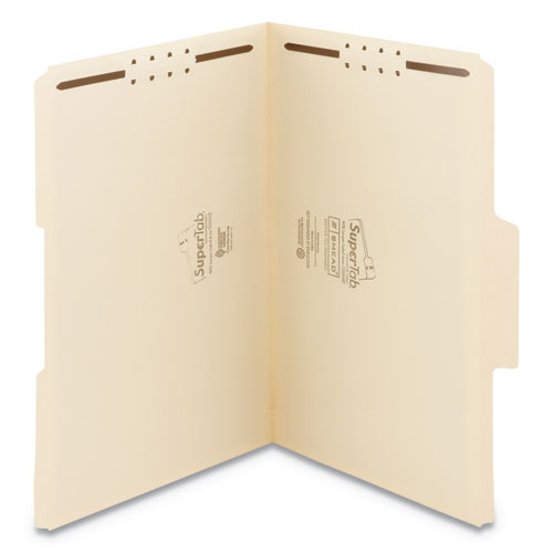 SuperTab Reinforced Guide Height 2-Fastener Folders, 1/3-Cut Tabs, Legal Size, 14 pt. Manila, 50/Box