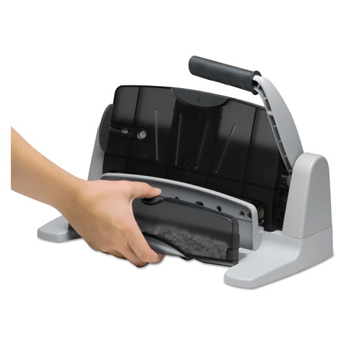 Image of Swingline® 40-Sheet Lighttouch Heavy-Duty Two- To Seven-Hole Punch, 9/32" Holes, Black/Gray