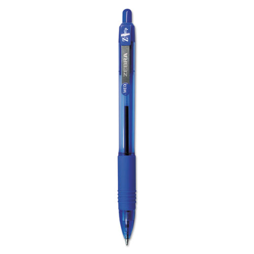 Image of Zebra® Z-Grip Ballpoint Pen, Retractable, Medium 1 Mm, Blue Ink, Clear Barrel, 12/Pack