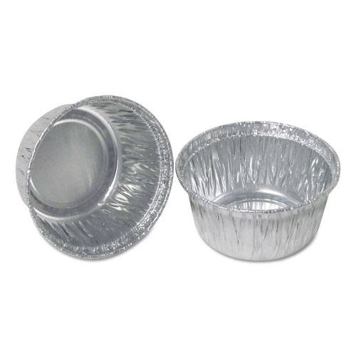 Image of Aluminum Round Containers, 4 oz, 3" Diameter x 1.56"h, Silver, 1,000/Carton