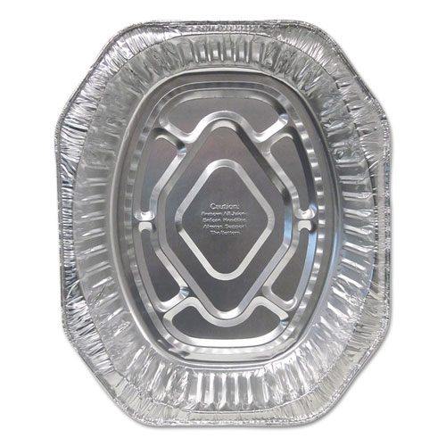 Durable Packaging Aluminum Roaster Pans, Extra-Large Oval, 230 Oz, 18.5 X 14 X 3.38, Silver, 100/Carton