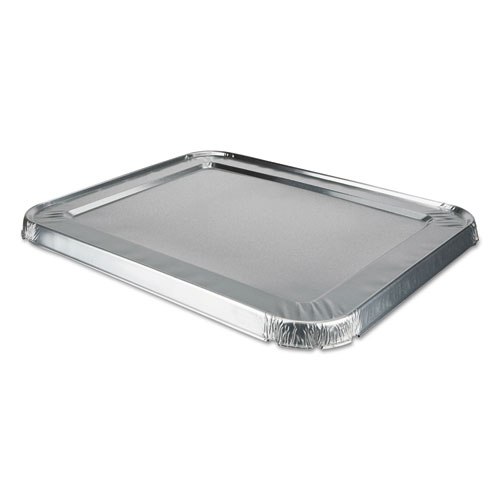 Durable Packaging Aluminum Steam Table Lids, Fits Rolled Edge Half-Size Pan, 10.56 X 13 X 0.63, 100/Carton