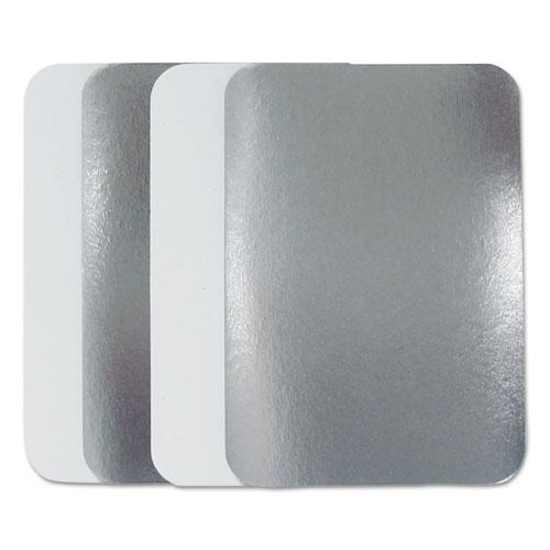 Flat Board Lids, For 1.5 lb Oblong Pans, Silver, Paper, 500 /Carton