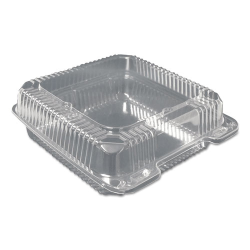 Image of Durable Packaging Plastic Clear Hinged Containers, 9 X 8.63 X 3, Clear, 200/Carton