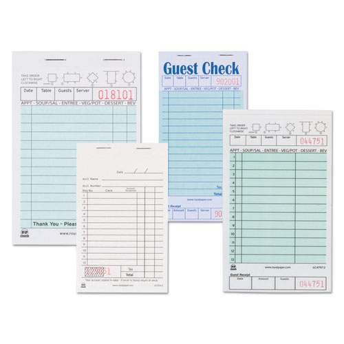 AmerCareRoyal® Guest Check Pad with Ruled Back, 15 Lines, One-Part (No Copies), 3.5 x 6.7, 50 Forms/Pad, 50 Pads/Carton