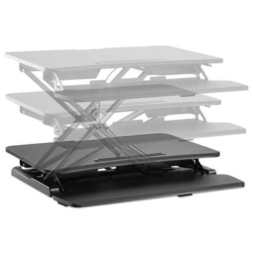 Image of AdaptivErgo Two-Tier Sit-Stand Lifting Workstation, 31.5" x 26.13" x 4.33" to 19.88", Black