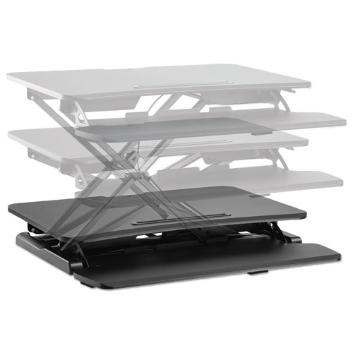 AdaptivErgo Two-Tier Sit-Stand Lifting Workstation, 31.5" x 26.13" x 4.33" to 19.88", Black