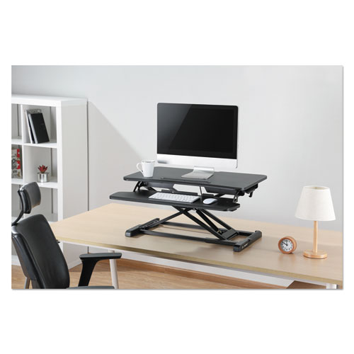 AdaptivErgo Two-Tier Sit-Stand Lifting Workstation, 31.5" x 26.13" x 4.33" to 19.88", Black