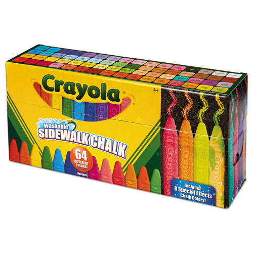 Image of Ultimate Sidewalk Chalk, 4" x 0.5" Diameter, 60 Assorted Colors, 64/Set