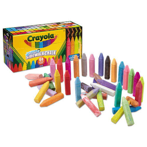 Ultimate Sidewalk Chalk, 4" x 0.5" Diameter, 60 Assorted Colors, 64/Set