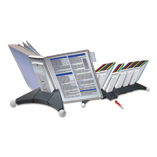 Image of SHERPA Desk Reference System, 10 Panels, 10 x 5.88 x 13.5, Gray Borders