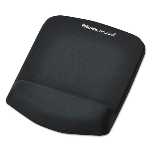 PlushTouch Mouse Pad with Wrist Rest, Foam, Black, 7 1/4 x 9-3/8