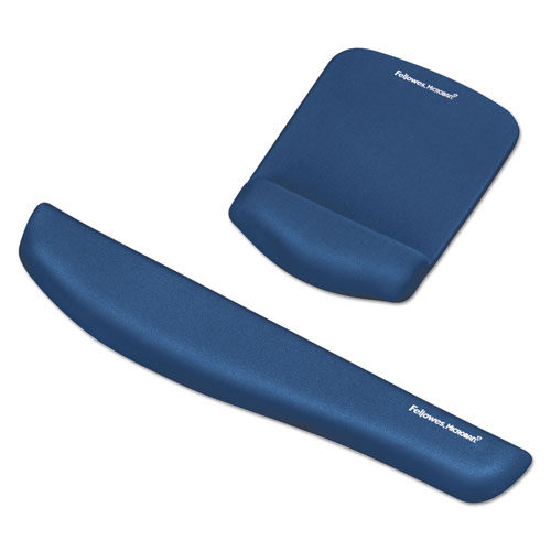 PlushTouch Mouse Pad with Wrist Rest, Foam, Blue, 7 1/4 x 9-3/8