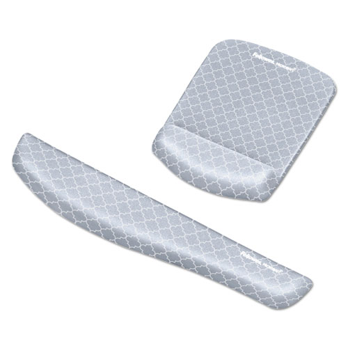 PlushTouch Mouse Pad with Wrist Rest, 7 1/4 x 9 3/8 x 1, Gray/White Lattice