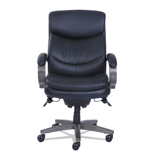 Woodbury High-Back Executive Chair, Supports Up to 300 lb, 20.25" to 23.25" Seat Height, Black Seat/Back, Weathered Gray Base