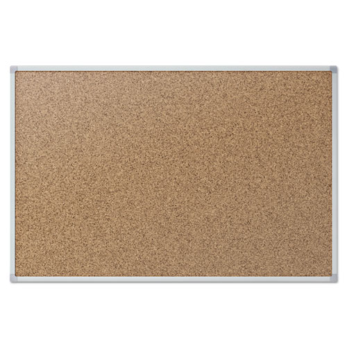 Image of Mead® Economy Cork Board With Aluminum Frame, 24 X 18, Tan Surface, Silver Aluminum Frame
