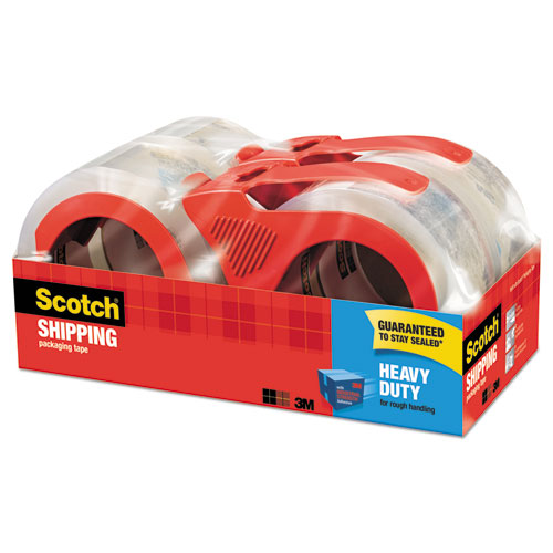 Image of 3850 Heavy-Duty Packaging Tape with Dispenser, 3" Core, 1.88" x 54.6 yds, Clear, 4/Pack